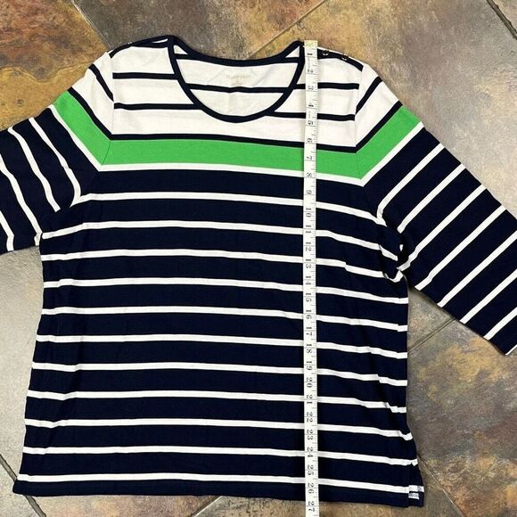 Allison Daley Stripe 3/4 Sleeve Blouse 2X - Picture 6 of 10